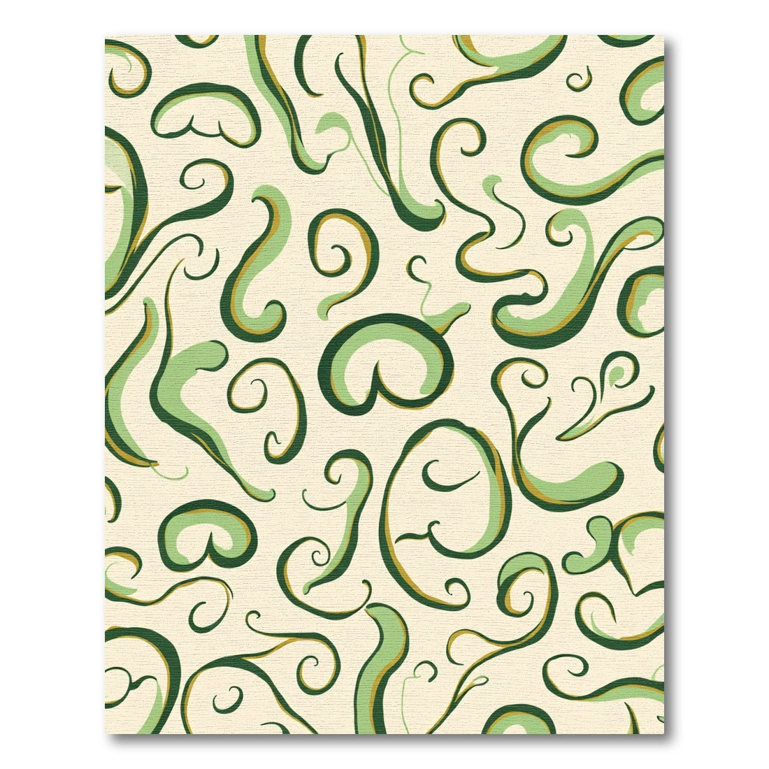 Cream Green Swirl Abstract Art Rug