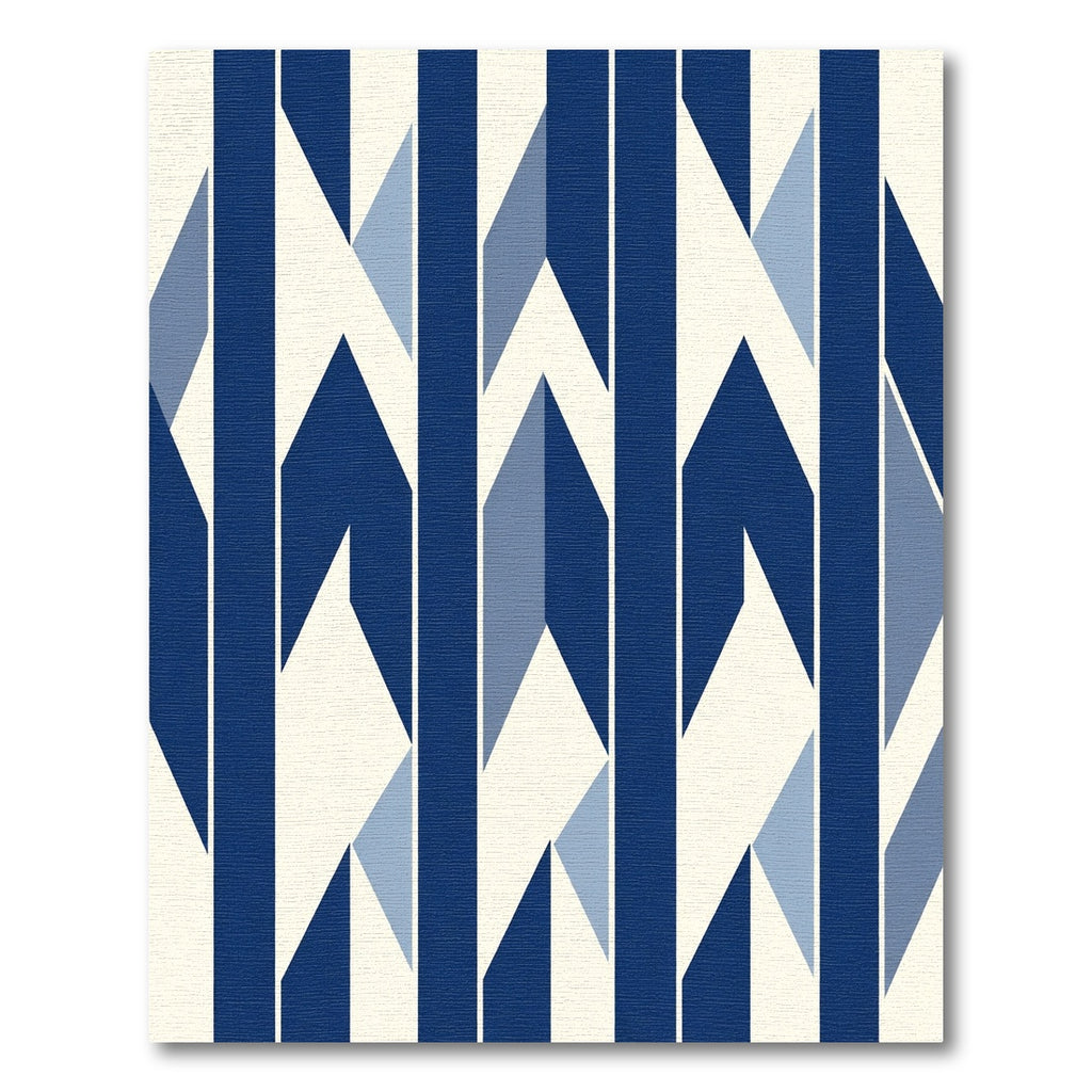 Deep Blue Geometric Interlocking Stripes Rug