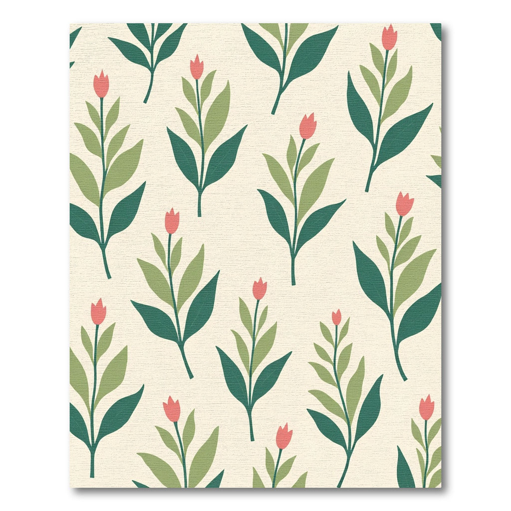 Coral Blossom Green Leaf Garden Rug