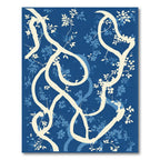 Cream Branches Blossom Blue Field Rug