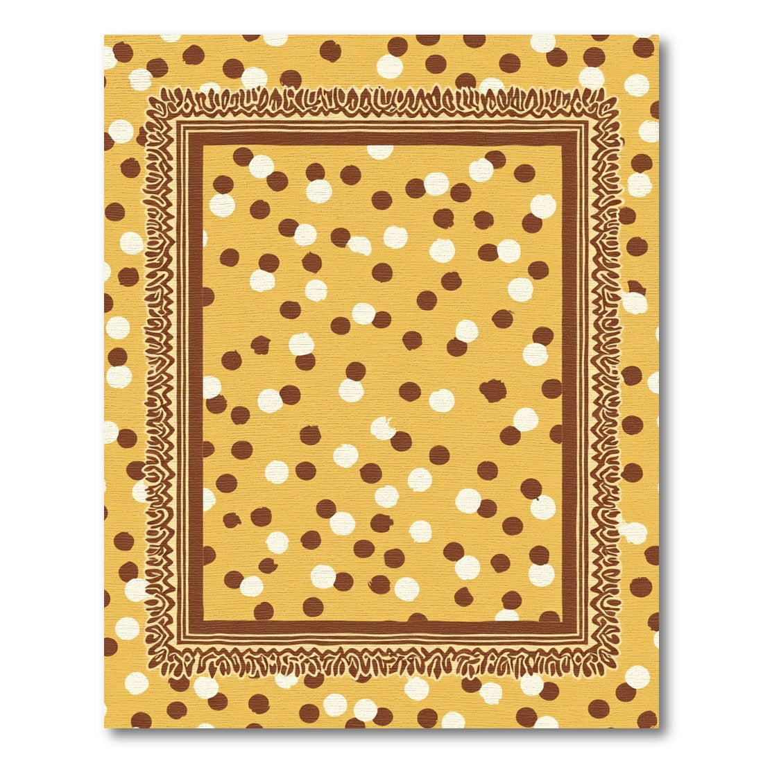 Golden Yellow Polka Dot Border Rug