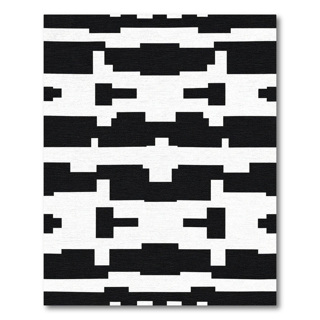Bold Black White Geometric Block Rug