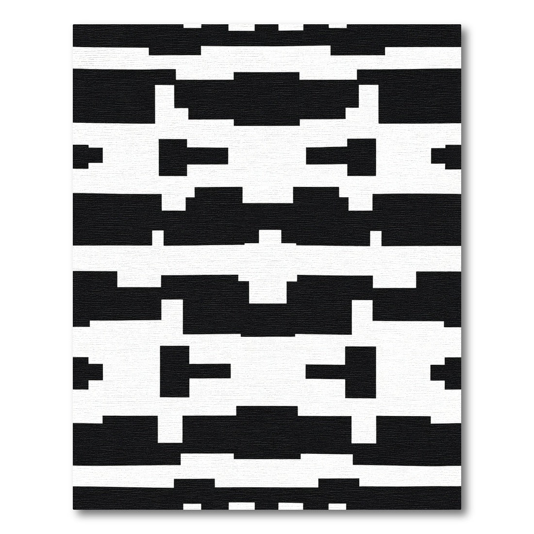 Bold Black White Geometric Block Rug