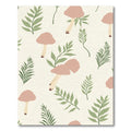 Delicate Pink Mushroom Fern Botanical Arrangement Rug