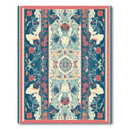 Ornate Teal Orange Floral Medallion Rug