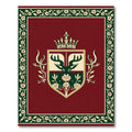 Regal Deer Crest Red Floral Border Rug