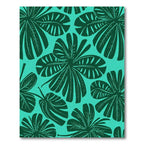 Deep Teal Tropical Leaf Panorama Rug