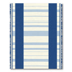 Navy Blue White Stripe Tassel Rug