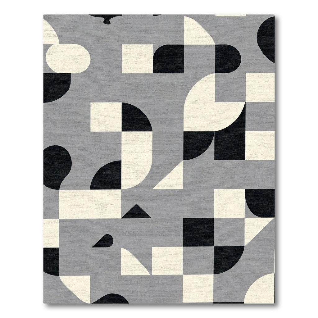 Modern Gray Geometric Abstract Composition Rug