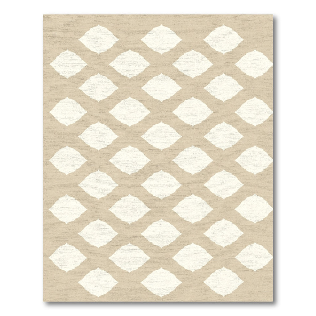 Sand White Quatrefoil Lattice Rug