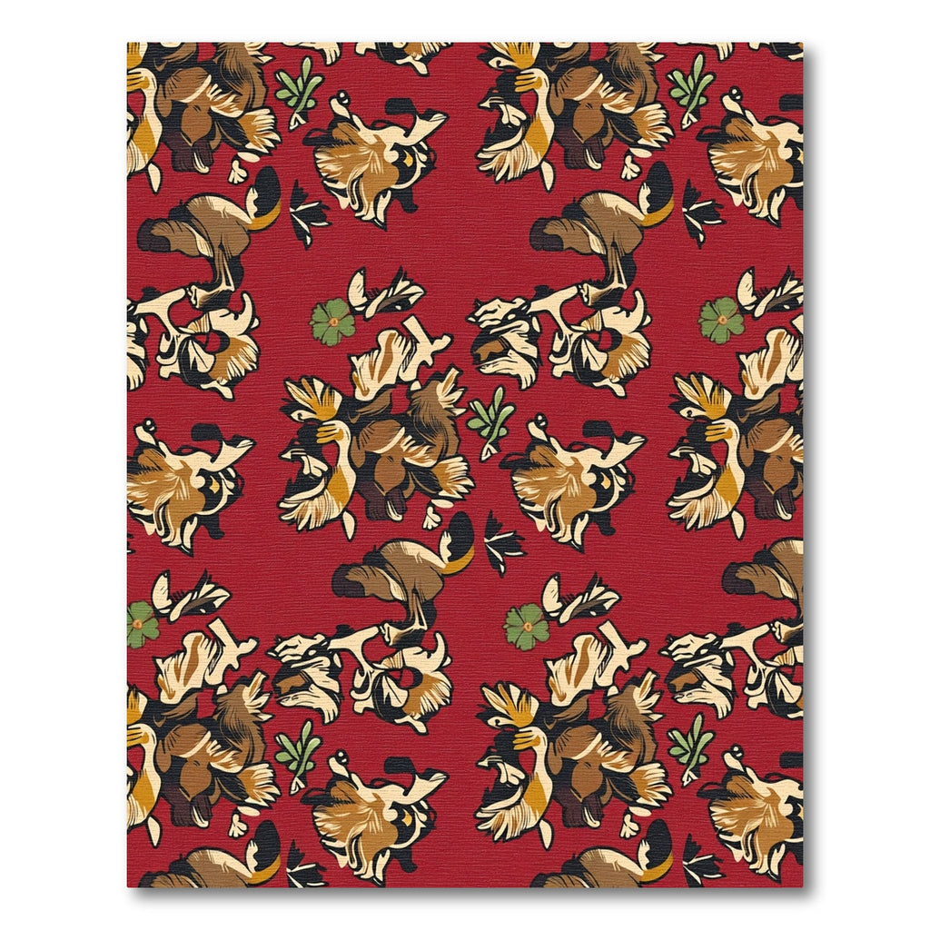 Rustic Brown Floral Creature Composition Rug