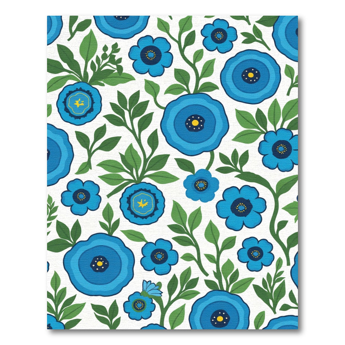 Bright Blue Floral Vine Arrangement Rug