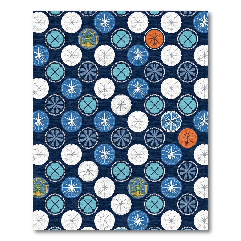 Navy Blue Round Medallion Collage Rug