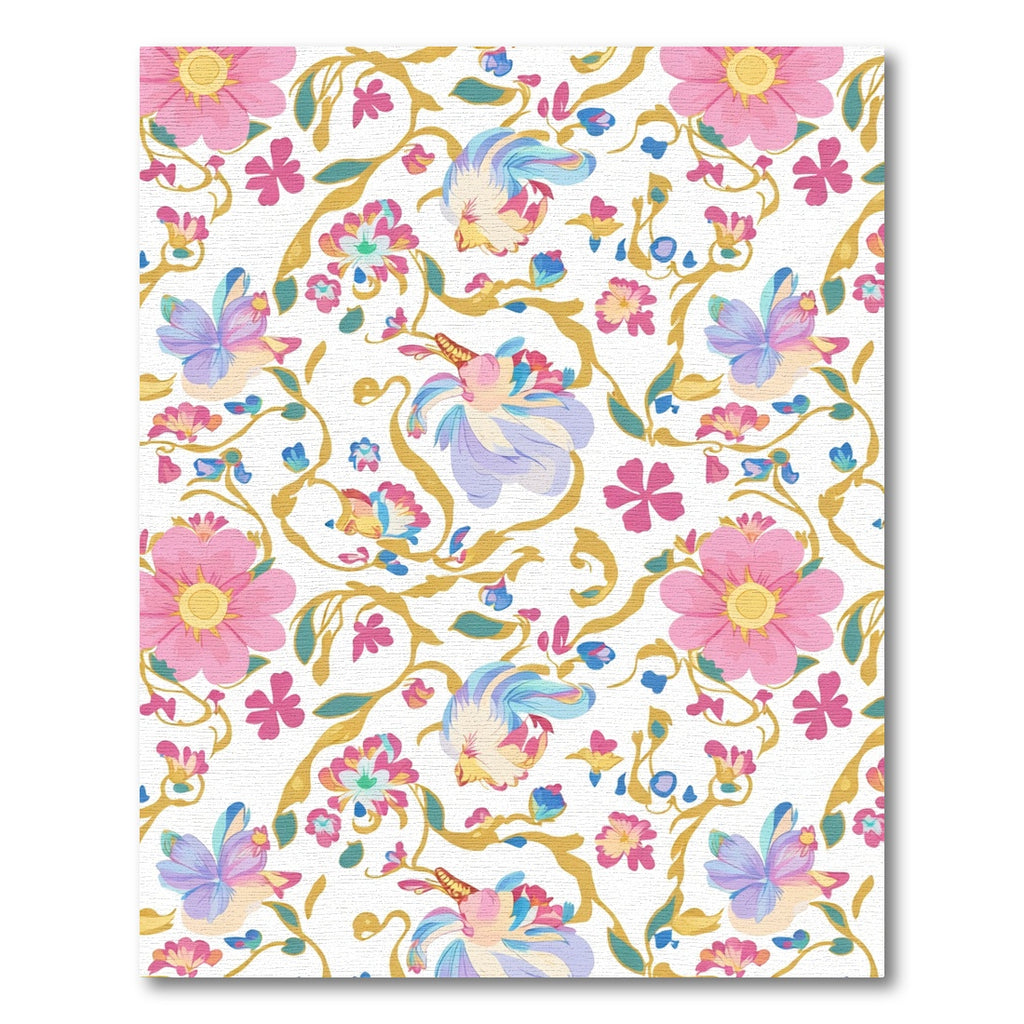 Pastel Whimsical Floral Vines Runner Rug