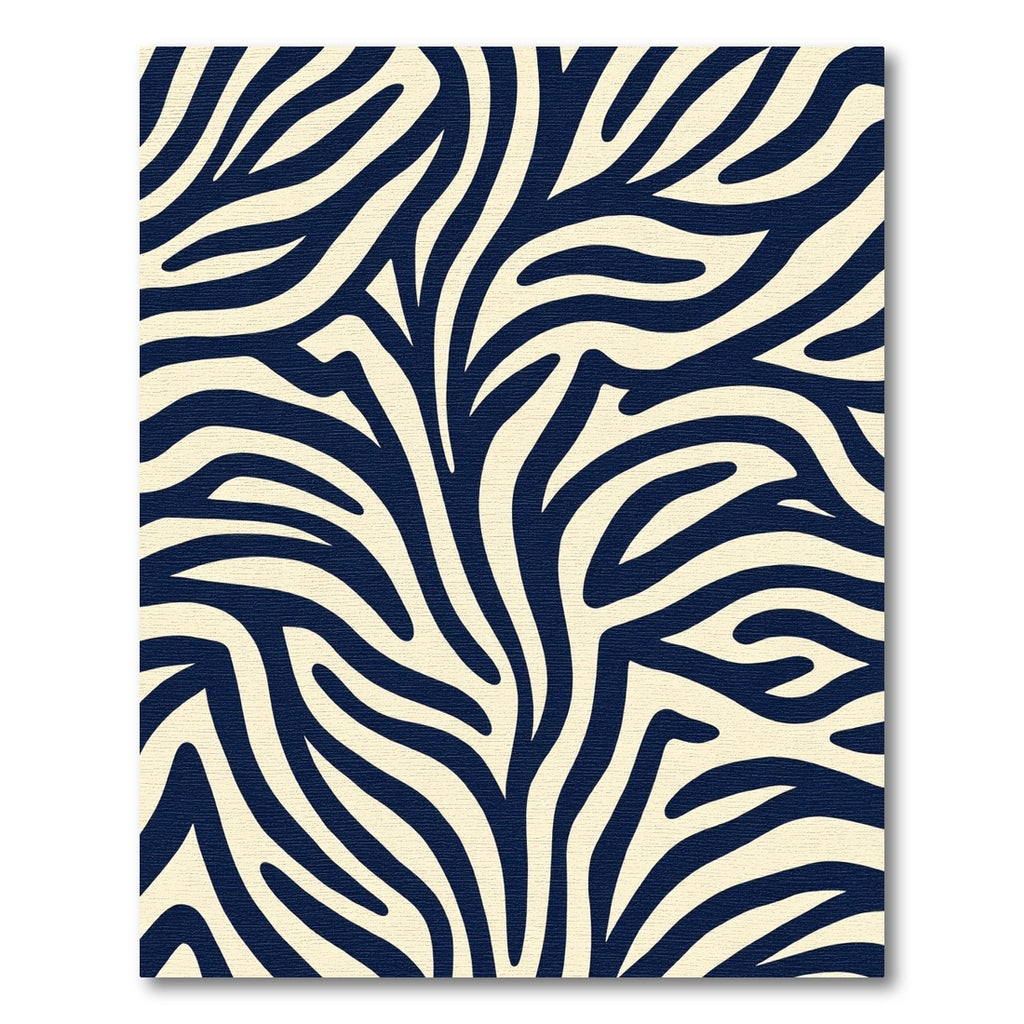 Navy Cream Abstract Zebra Stripes Rug
