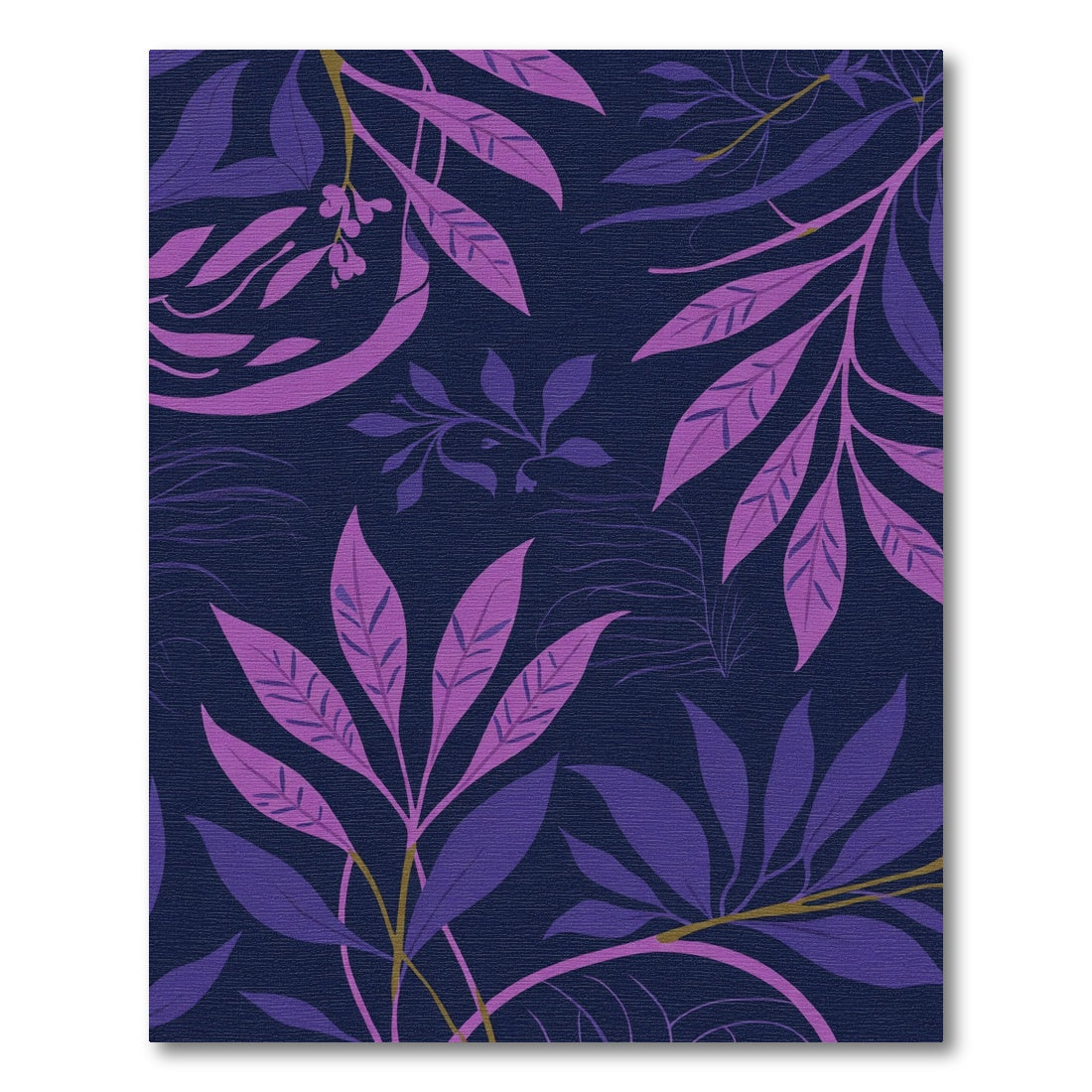 Dark Navy Purple Pink Foliage Vines Rug