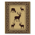 Rich Brown Majestic Deer Forest Border Rug