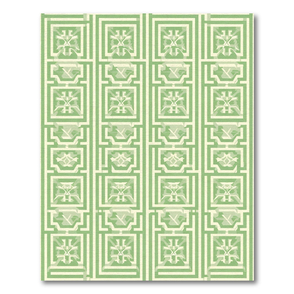 Pale Green Geometric Lattice Rug