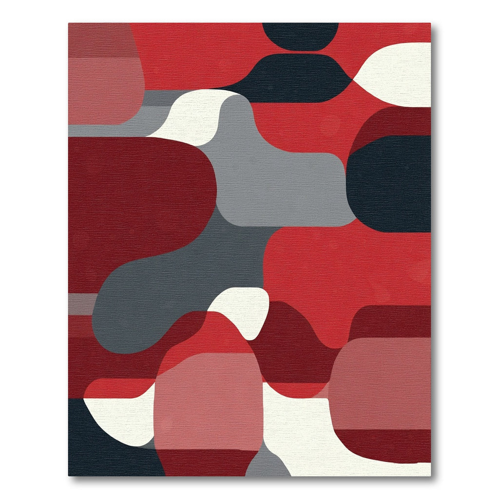 Crimson Gray Abstract Flow Rug