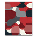 Crimson Gray Abstract Flow Rug