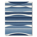 Deep Blue Wave Striped Abstract Rug
