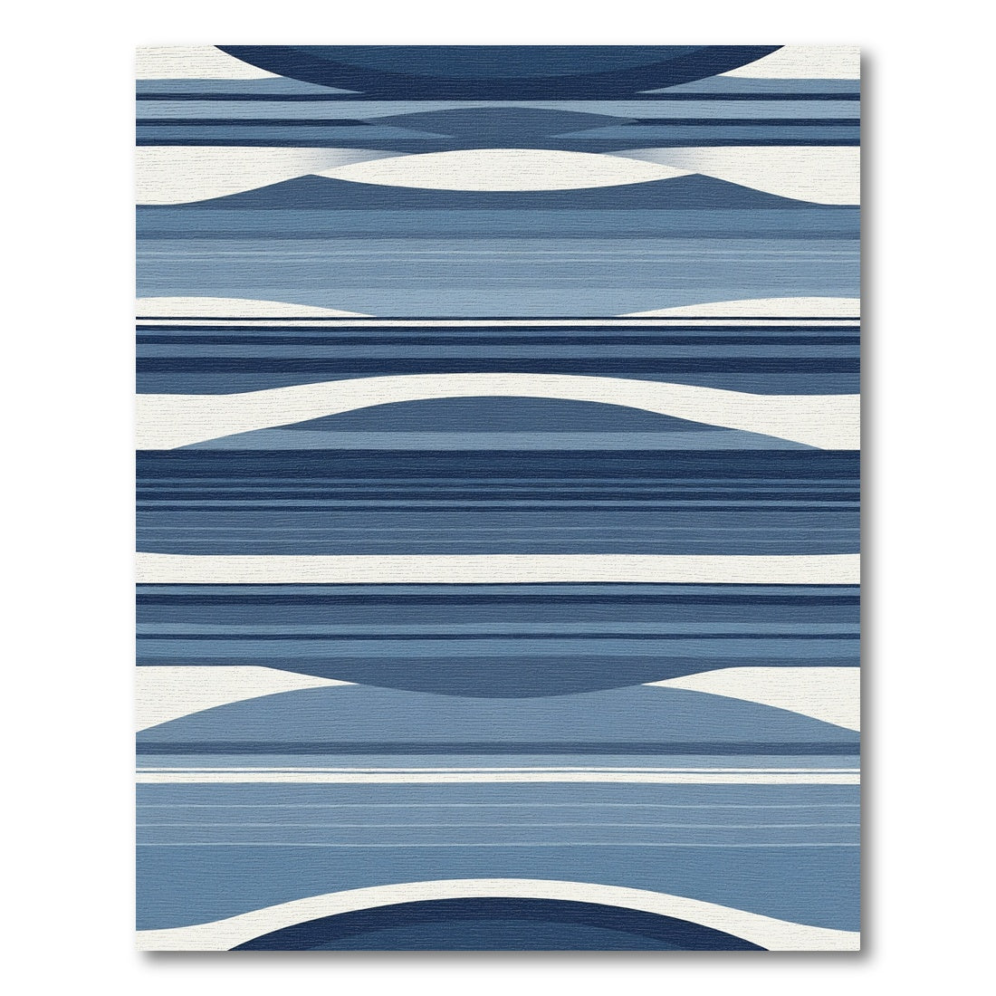 Deep Blue Wave Striped Abstract Rug