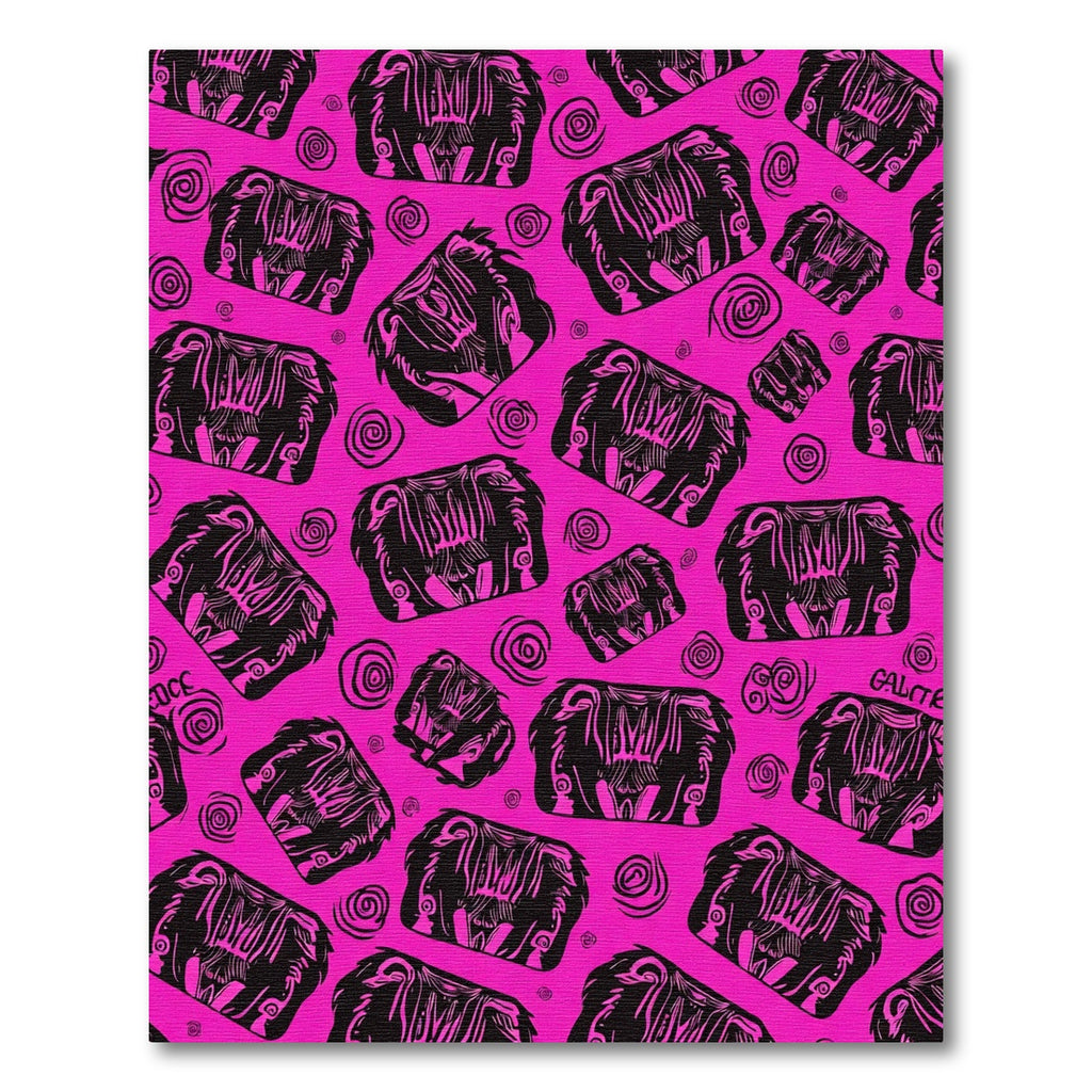 Vivid Pink Black Tribal Element Swirl Rug