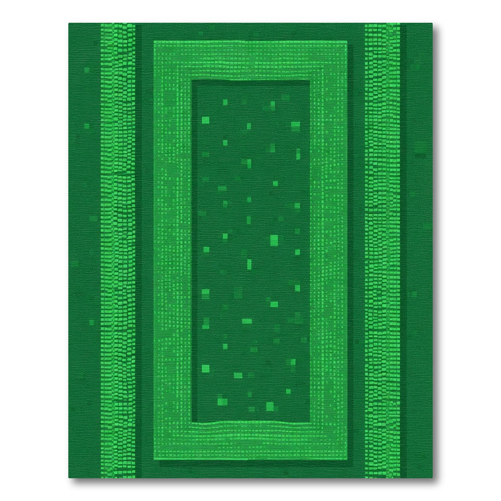 Emerald Green Rectangular Pixelated Border Rug