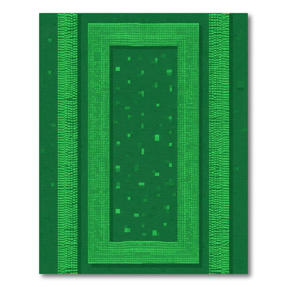Emerald Green Rectangular Pixelated Border Rug