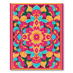 Fuchsia Gold Teal Floral Medallion Rug