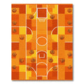 Orange Basketball Court Grid Rug