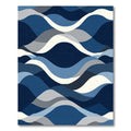 Deep Blue Layered Wave Rug