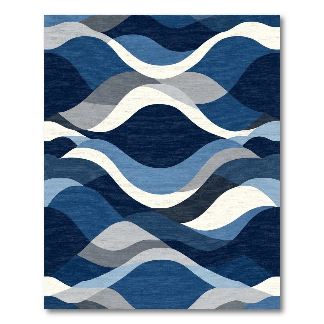 Deep Blue Layered Wave Rug