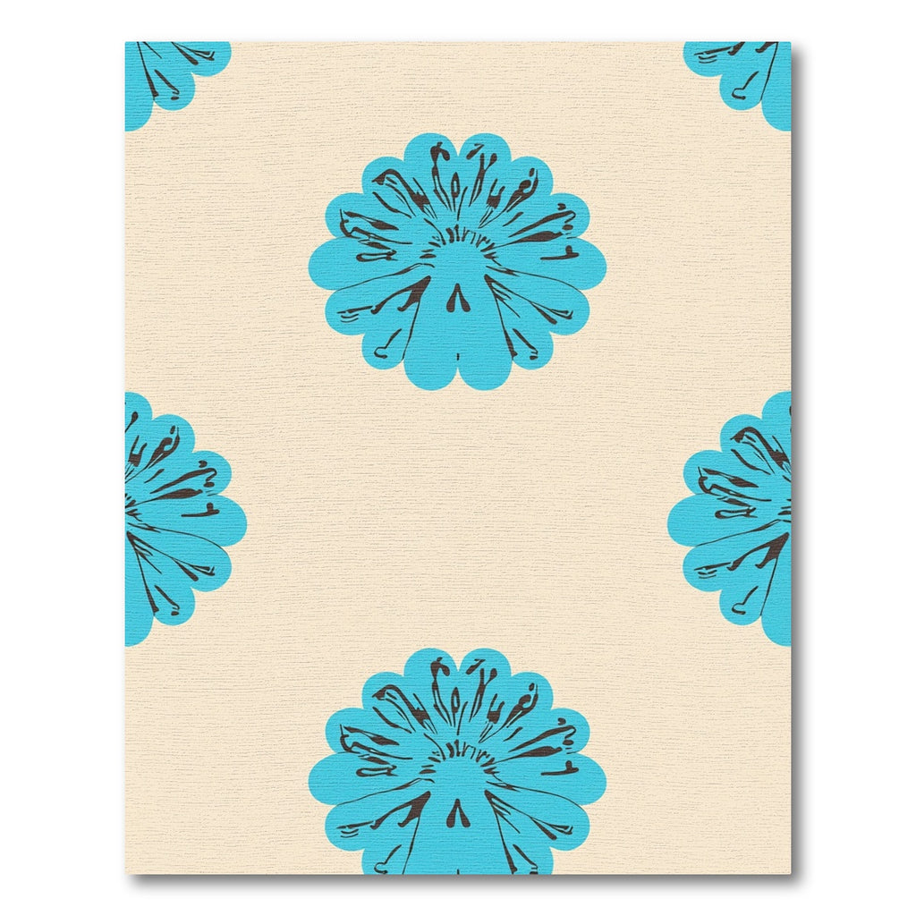 Teal Sunburst Bloom Cream Rug