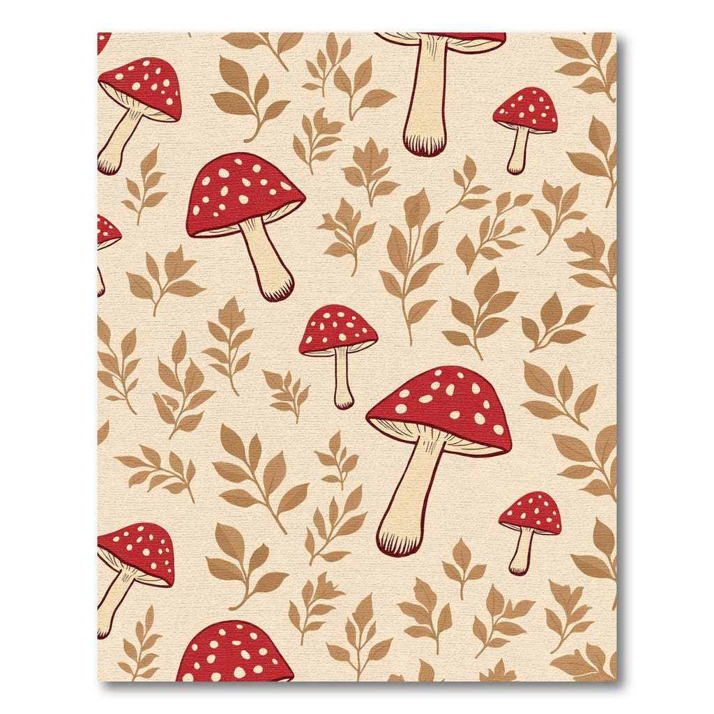 Whimsical Red Mushroom Pattern Rug
