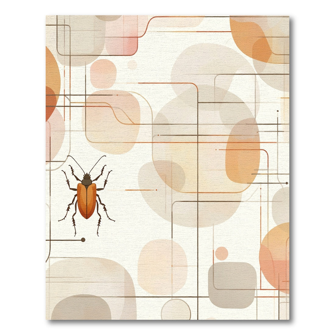 Orange Beetle Geometric Abstract Rug