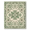 Green Floral Medallion Cream Border Rug