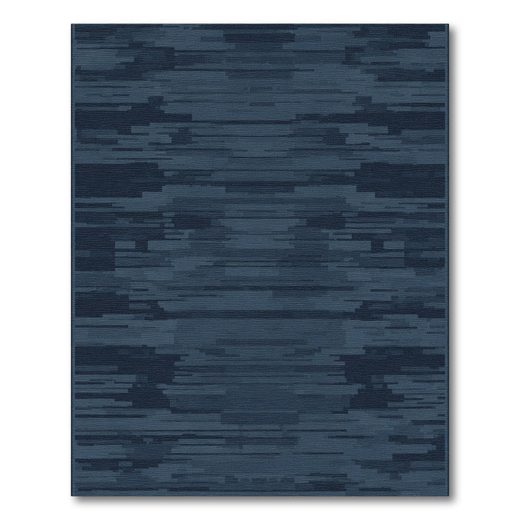 Deep Blue Horizontal Glitch Rug
