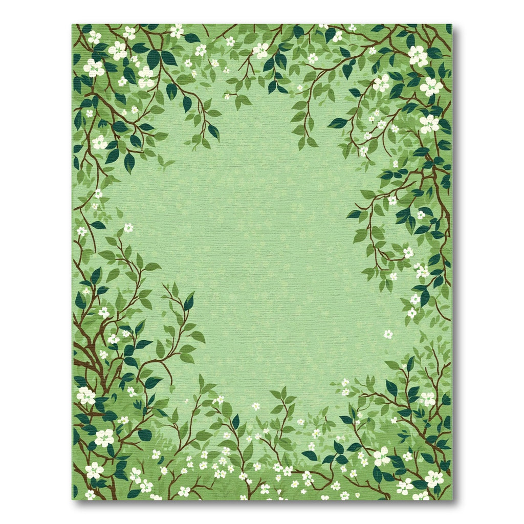 Green Spring Blossom Branch Garden Rug
