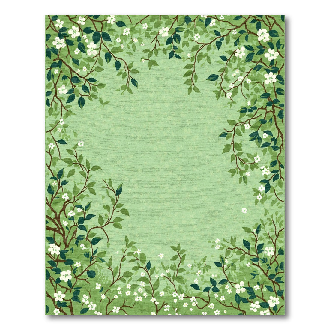 Green Spring Blossom Branch Garden Rug