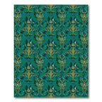 Emerald Gold Abstract Damask Rug