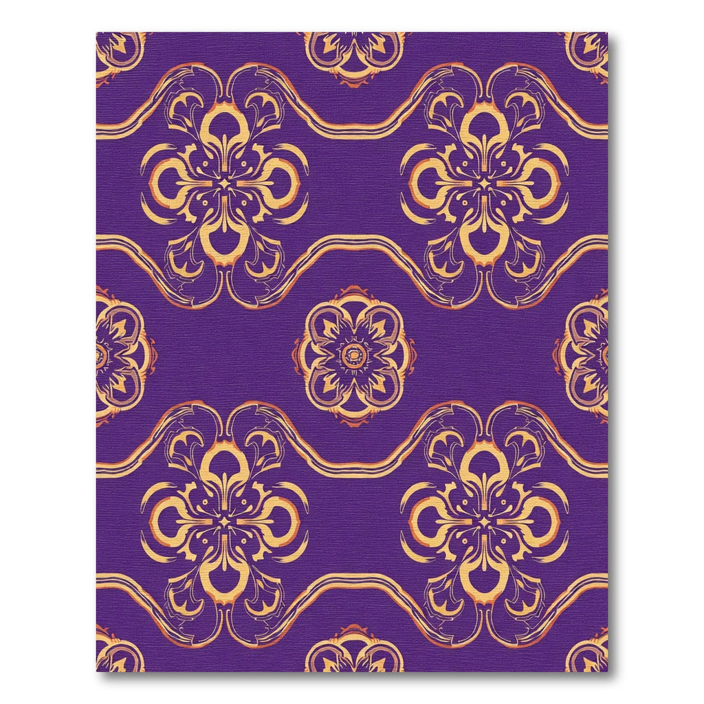 Regal Purple Golden Floral Serpentine Rug
