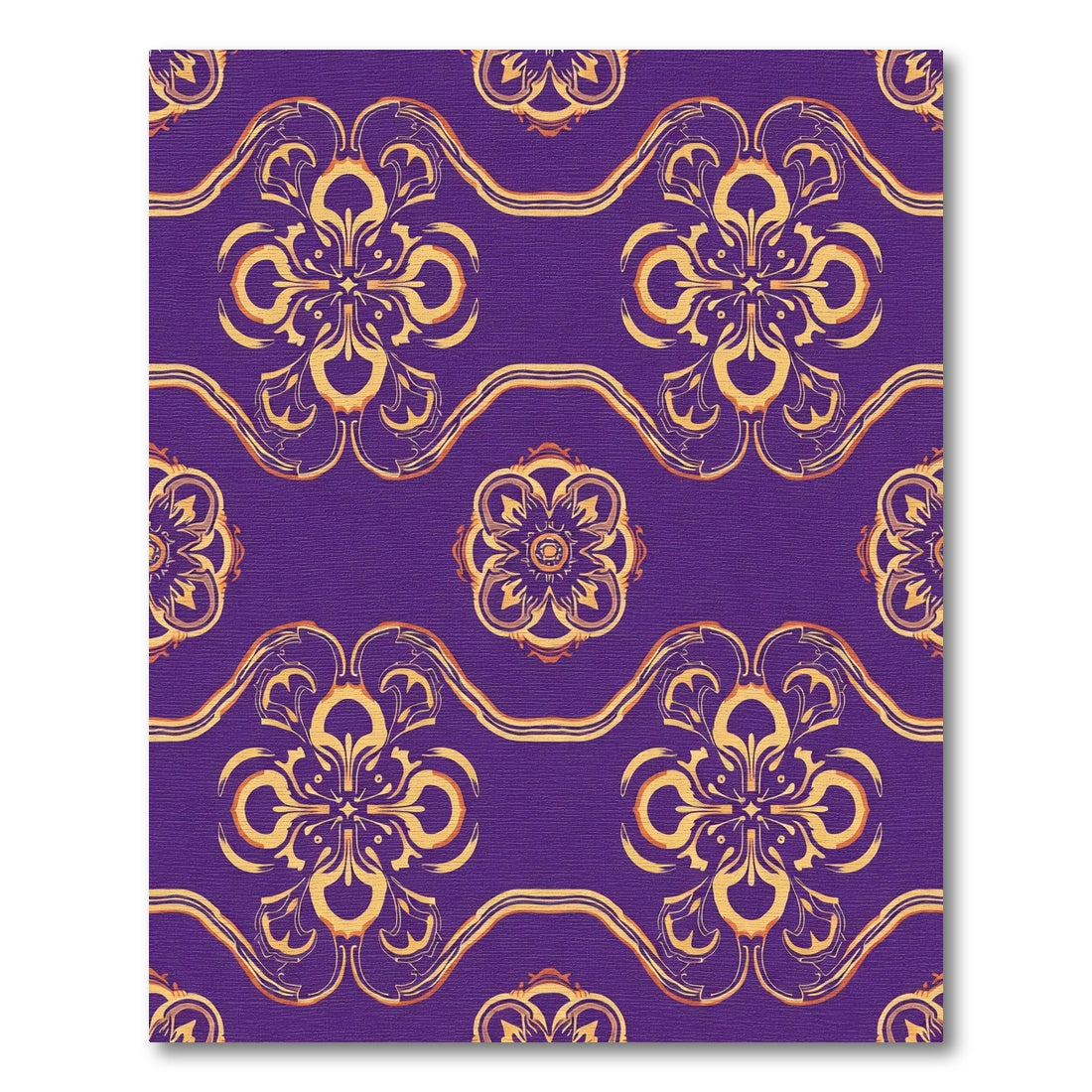 Regal Purple Golden Floral Serpentine Rug