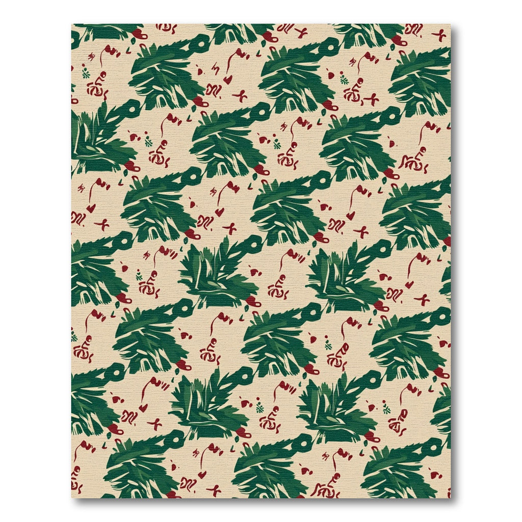 Deep Green Evergreen Branch Accents Rug