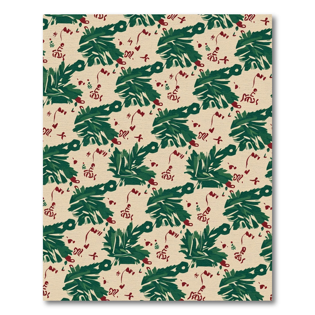 Deep Green Evergreen Branch Accents Rug
