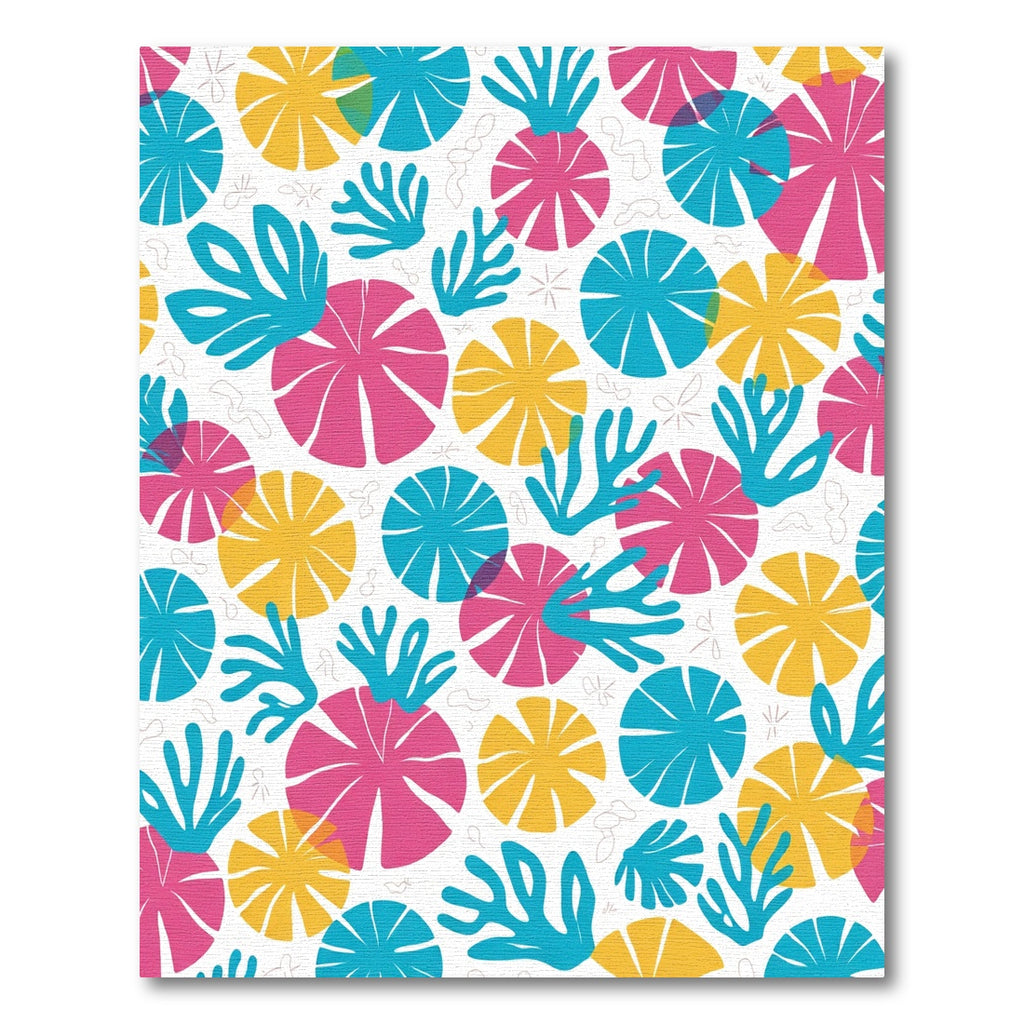 Bright Pink Yellow Teal Floral Burst Rug