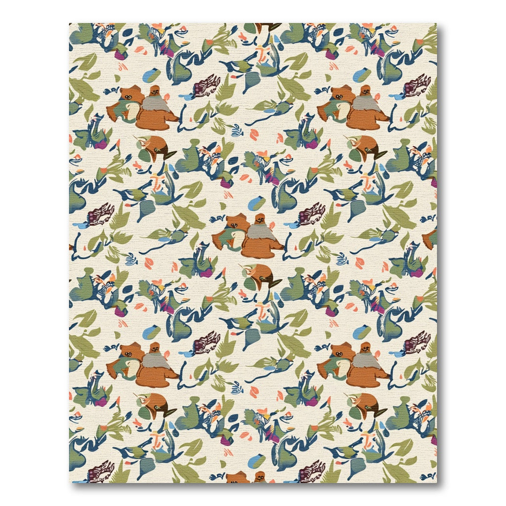 Whimsical Abstract Botanical Ochre Rug