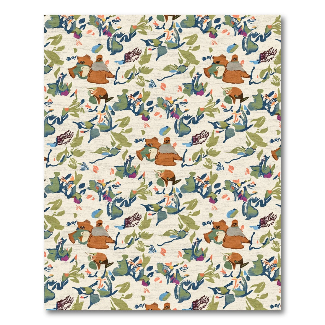 Whimsical Abstract Botanical Ochre Rug