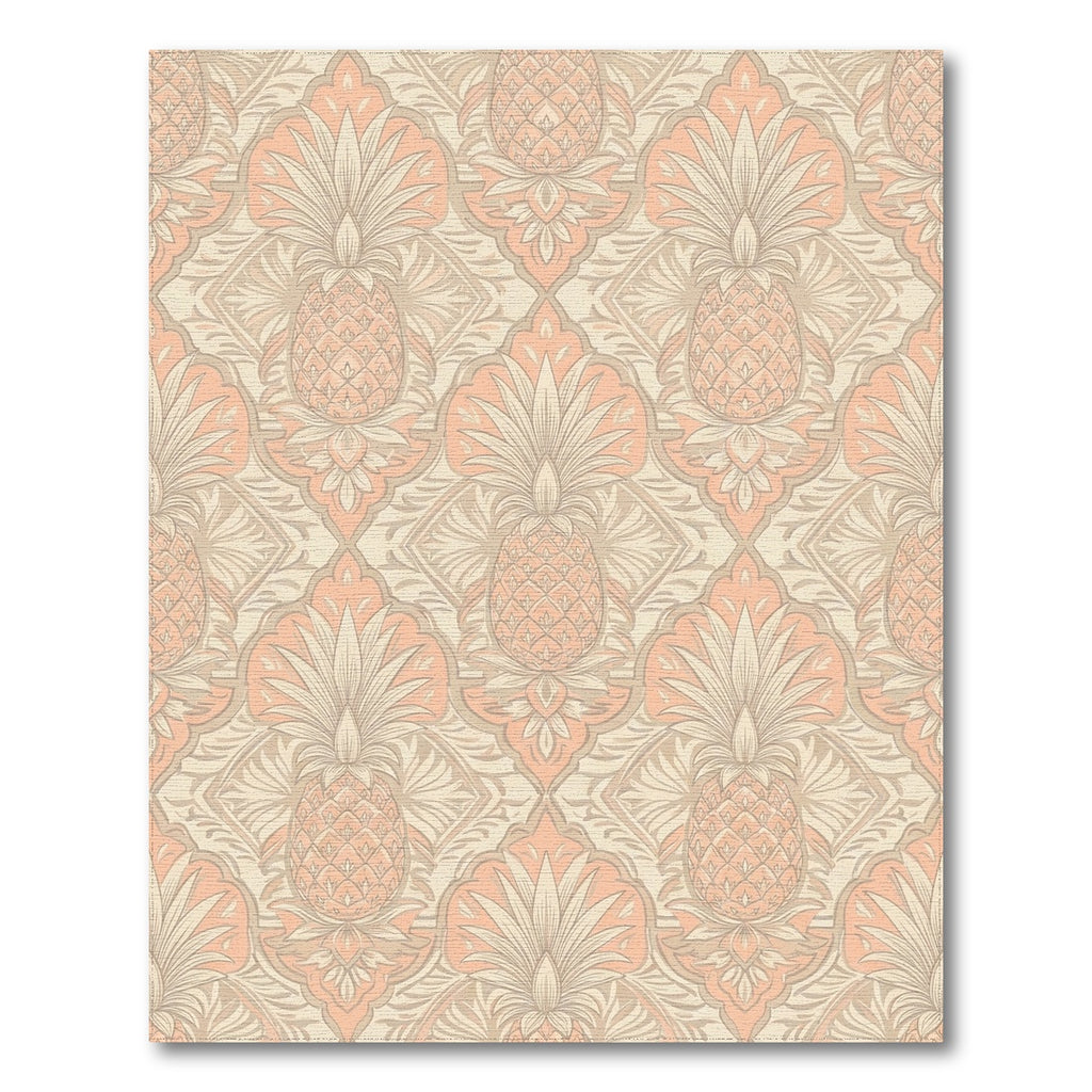 Peach Pineapple Damask Motif Rug
