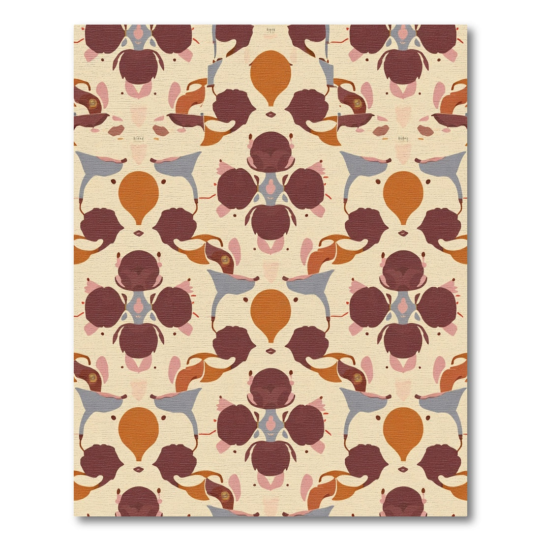 Terracotta Abstract Organic Symmetrical Rug